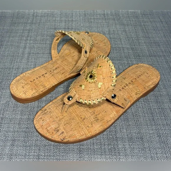 Jack Rogers Collins Thong Sandals Cork / Metallic - Picture 2 of 7